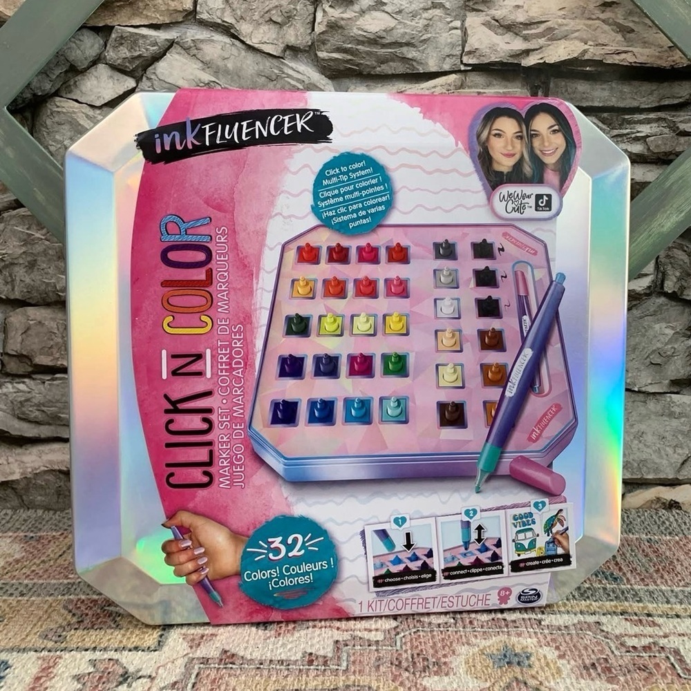 TikTok inkFLUENCER Click N Color 32 Colors Marker Set Storage Case We Wear Cute
